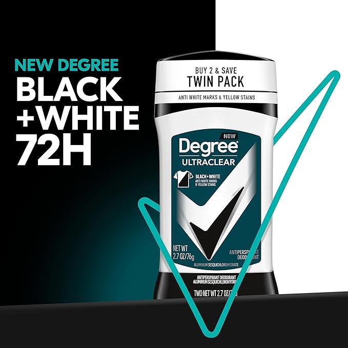 Degree Men UltraClear Antiperspirant Deodorant Black+White 2 Count 72-Hour Sweat & Odor Protection Antiperspirant For Men With MotionSense Technology 2.7 oz