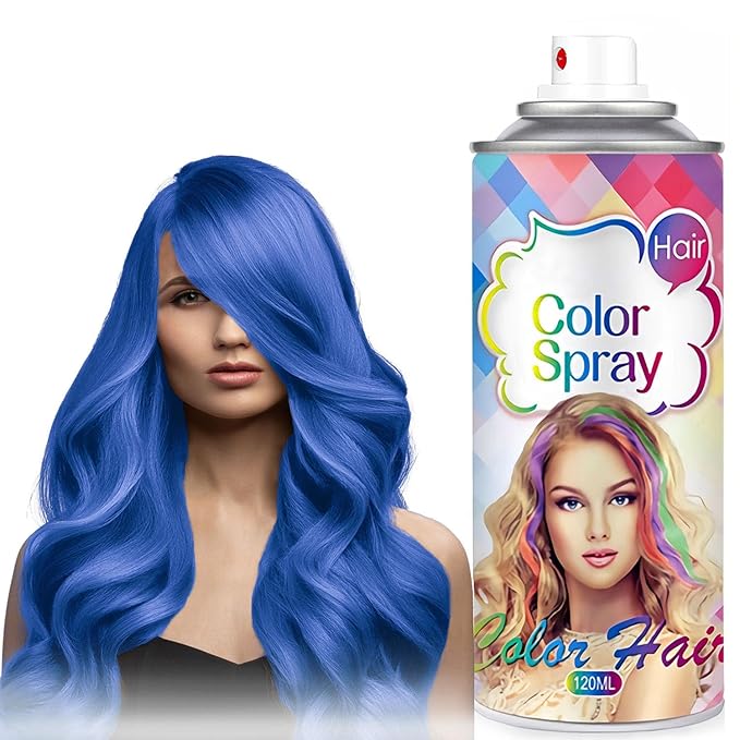 Temporary Hair Color Spray for Women and Kids, One-Time Use Hair Color Wax, Washable Disposable Natural Hair Spray Hair Strong Style for Party, Hollowen, Cosplay (Blue, 120ML)