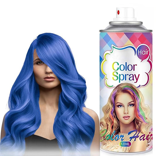 Temporary Hair Color Spray for Women and Kids, One-Time Use Hair Color Wax, Washable Disposable Natural Hair Spray Hair Strong Style for Party, Hollowen, Cosplay (Blue, 120ML)