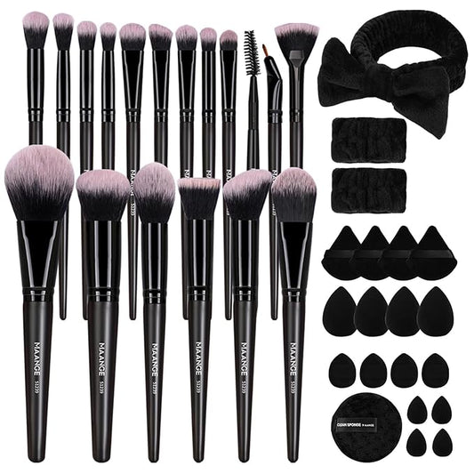 MAANGE Makeup Brush Set 38 Pcs Premium Synthetic Makeup Brushes For Foundation Powder Concealers Blush Eye shadows Make up Brushes Kits - Black