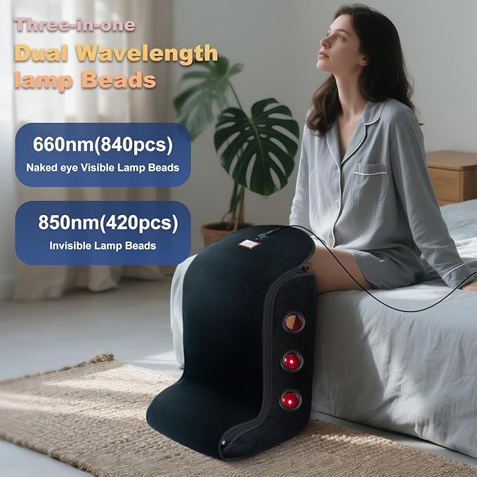 Red-Light-Therapy-Feet-Legs,2025 Upgraded 420 Dual Wavelength LED,5 Modes Infrared Light Therapy Consisting of Adjustable Power and Time Controller,Relieves Foot,Legs and Ankle Pain(13.8*11*18.1IN)