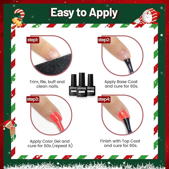 JODSONE Gel Nail Set 20+3 Colors High Shine Gorgeous Gel Polish Base Top Matte Coat Nice Gifts Show Charm