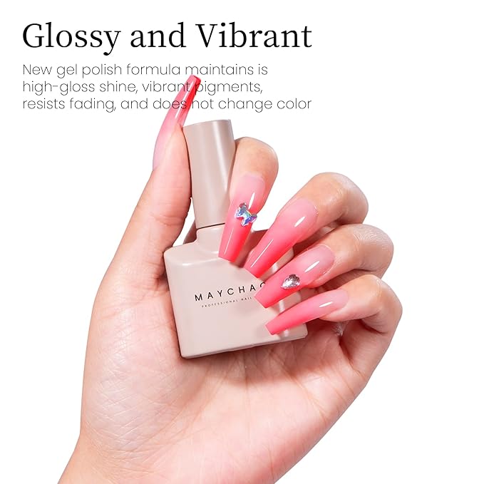 MAYCHAO 15ML Pink Gel Nail Polish 1Pc Pink Lemonade Gel Polish Soak Off UV LED Nail Polish Nail Art Starter Manicure Salon DIY at Home, 0.5 OZ