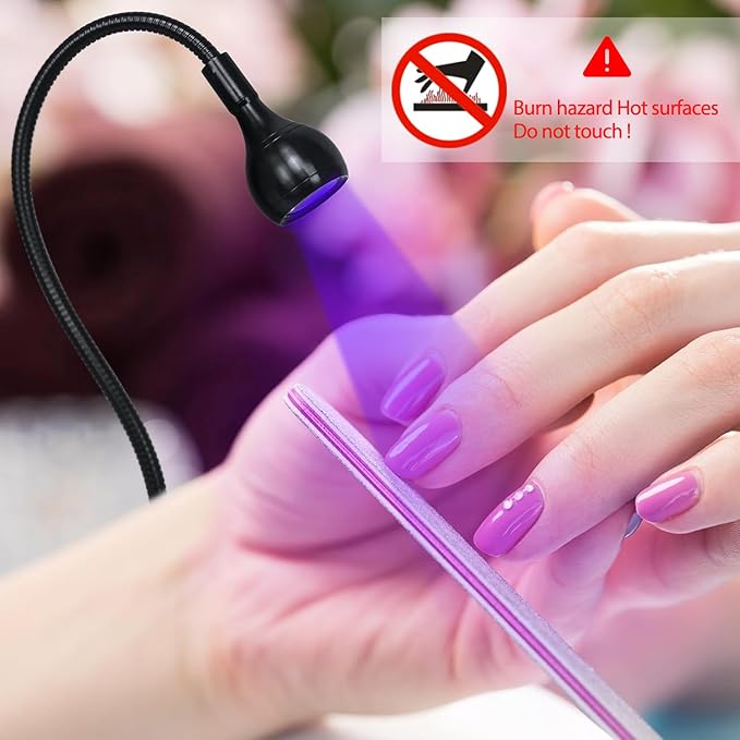 AORAEM Nail Lamp LED Nail Manicure Dryer Curing Light with Black Gooseneck and Clamp for Gel Nails
