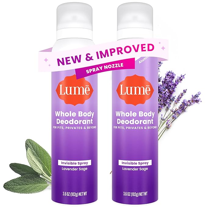 Lume Invisible Spray Deodorant For Women - Whole Body Deodorant Spray - 72 Hr Odor Control - Ozone Friendly, Natural Propellant - Aluminum & Baking Soda Free, Skin Loving - 3.6 ounce (Lavender Sage)