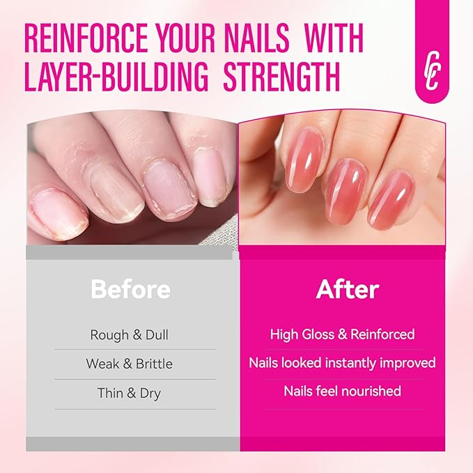 Nail Strengthener for Women: 8 in 1 Natural Nail Hardener Extra Strong and Growth - Coral Red Nail Polish Hardener Ridge Filler Concealer for Weak and Damaged Nails 15ml