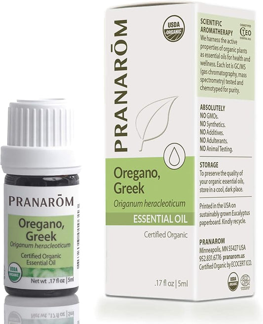 Pranarom - Oregano Essential Oil (5ml) - 100% Pure Natural Therapeutic Grade Essential Oil for Diffusing and Cleaning | USDA and ECOCERT Certified Organic