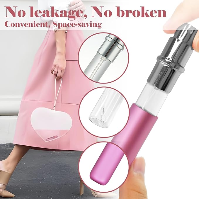 4pcs Mini Perfume Travel Bottle, Perfume Atomiser Refillable, 5ML Spray Bottles, Portable for Travel Holiday Women Man