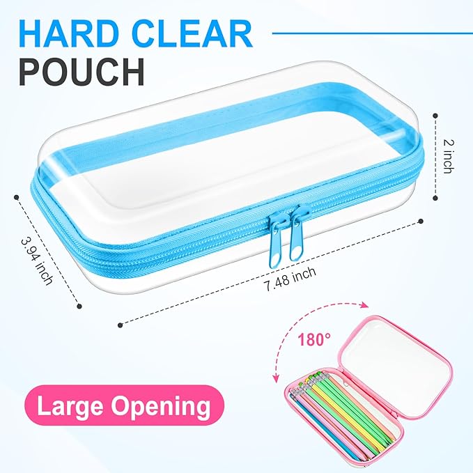 Sanwuta 10 Pcs Hard Zipper Case Clear Hard Pouches Plastic Zipper Pencil Box Toy Storage Bins Portable Plastic Container for Travel Toiletry Office Cosmetic Block Puzzle Organizer(S,Macaron Color)