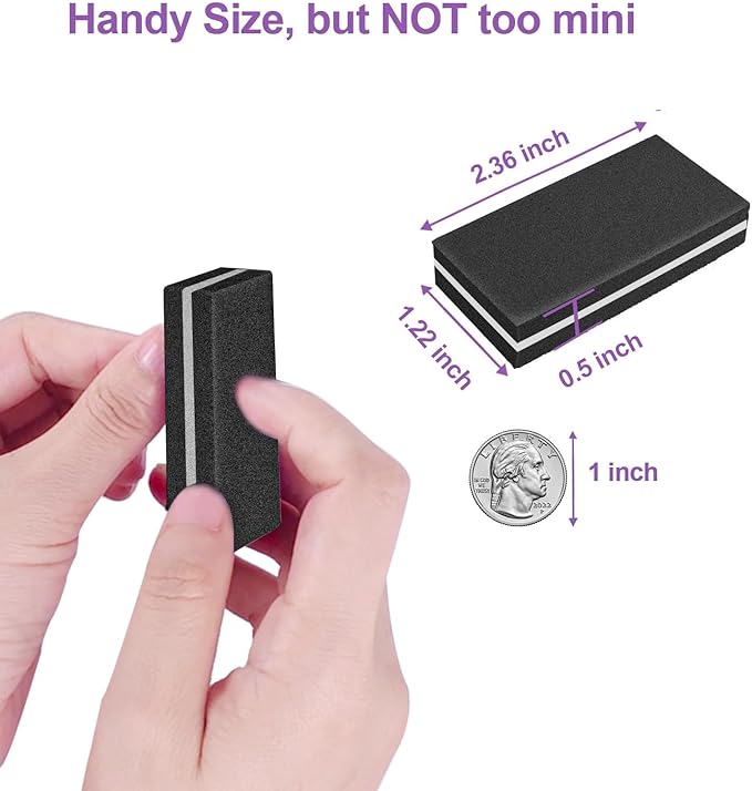 Nail Buffers (30 Pack), Buffer Block Nail File for Acrylic Nails and Natural Nails, 100/180 Grit Small Nail Buffer Block Bulk Buffing Blocks for Nail Buff Professional Manicure File Blocks Set Black