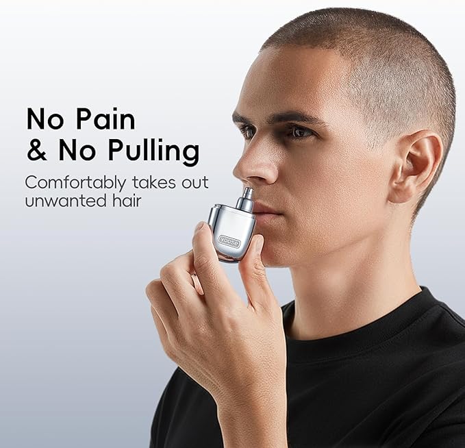 yoose Nose Hair Trimmer, Alloy Rechargeable Nose Hair Trimmer for Men Women, IPX7 Waterproof, Detachable Head, Easy to Clean, Portable Travel Size Nose Trimmers, Dual Edged Blades, Painless, Silver
