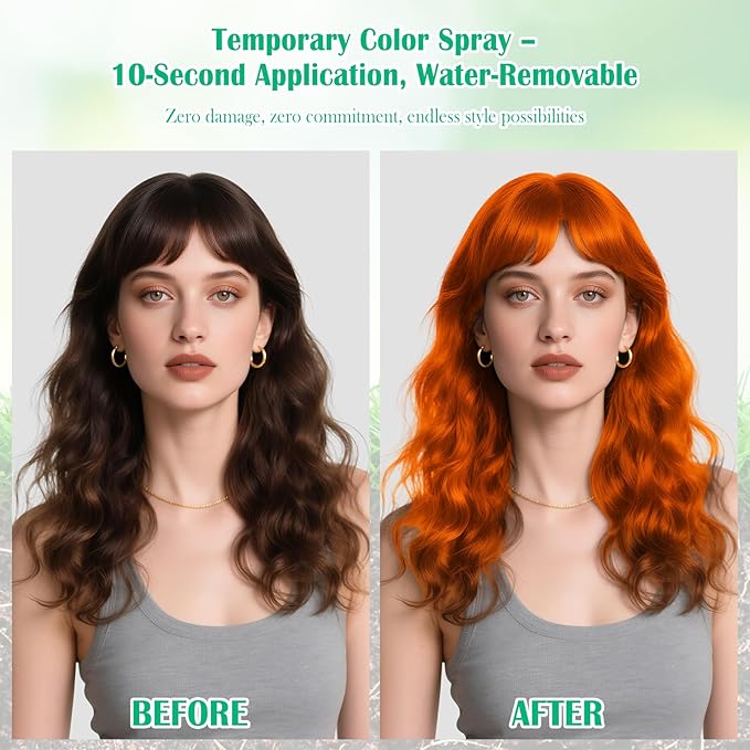 Christmas Orange Hair Spray Temporary Hair Color Spray for Kids Women Men, Washable Temporary Orange Hair Dye Hair Paint Wax, Hair Color Wax for Halloween Cosplay Festival Party Costume Makeup,4.06 oz