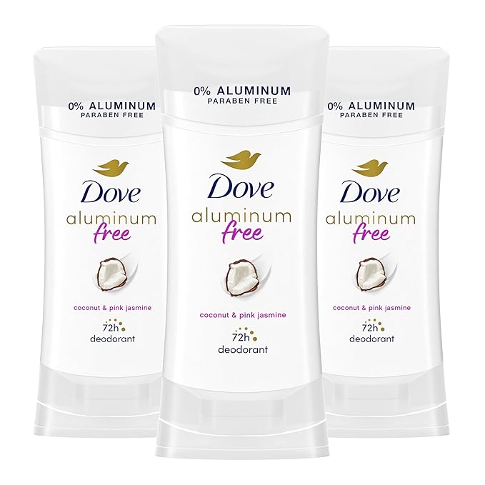 Dove Aluminum Free Deodorant for Women 3 Count Coconut and Pink Jasmine 72 hour odor protection 2.6 oz