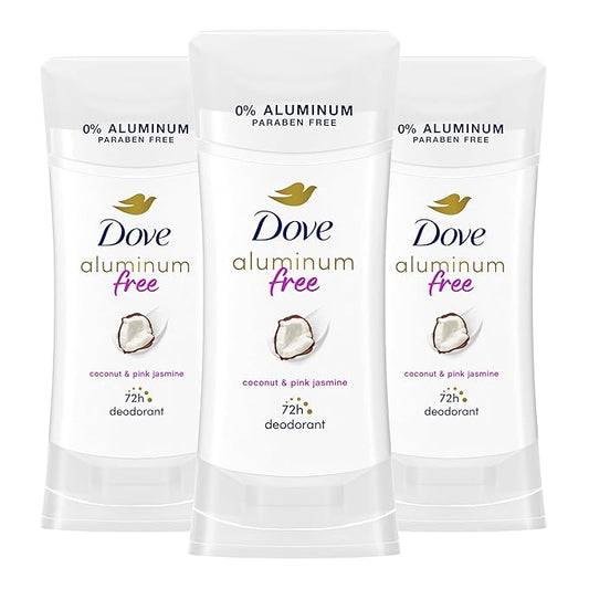 Dove Aluminum Free Deodorant for Women 3 Count Coconut and Pink Jasmine 72 hour odor protection 2.6 oz