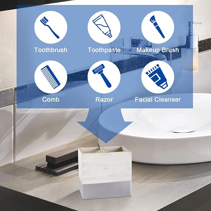 Toothbrush and Toothpaste Holder for Bathroom Countertop Organizer, Anti-Slip Electric Toothbrush Holders Vanity Caddy Storage for Family, Kids, Shower, Kitchen