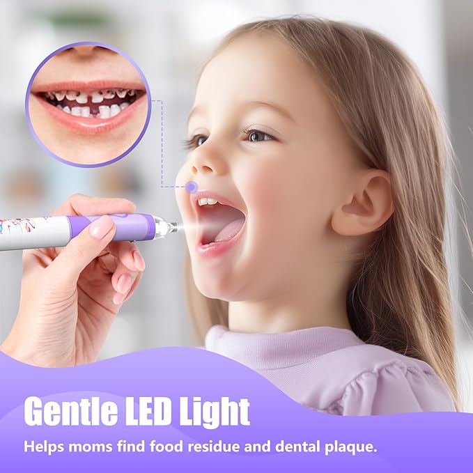 Kids Electric Toothbrush with Timer Toddler Toothbrush Age 2-4-8-12 Girls Electric Toothbrush Rainbow LED Light Up Vibrating Toothbrush Battery Operated Childrens Sonic Tooth Brush (Rabbit Purple)