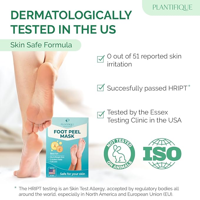 PLANTIFIQUE Foot Peeling Mask 1 Pack | Dermatologically Tested Repairs Heels & Removes Dry Dead Skin for Baby Soft Feet | Exfoliating Foot Peel Mask for Dry Cracked Feet | Jasmine