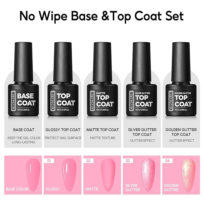 COSCELIA 25PCS Gel Polish Set Fall Winter Colors Gel Nail Polish Soak Off with Glossy Matte Silver Golden Glitter Top Coat Red Brown Black White Green Purple DIY Christmas Gifts for Women Teens Girls