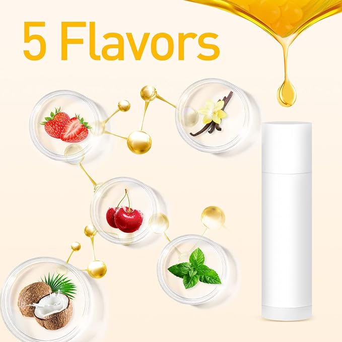 DMSKY 100-Pack Lip Balm Bulk 5 Flavors with Vitamin E and 100% Coconut Oil, Lip Care Product, Moisturizing Lip Balm for dry cracked lips