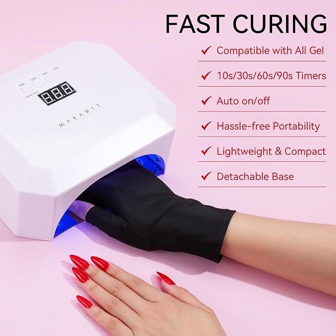 Makartt UV Nail Lamp: LED Light for Gel Polish 36W Nails Curing Dryer with 4 Timer Setting Display Auto Sensor, Professional Flash Cure Lamp for Salon & Home