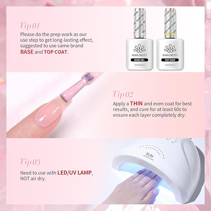 Born Pretty Jelly Gel Nail Polish Jelly Light Pink Gel Polish Sheer Translucent Soak Off Hema-Free Gel Polish Nail Art DIY 15ML