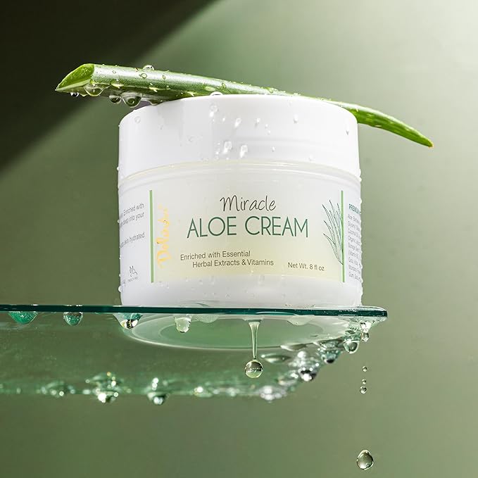 Deluvia Miracle Aloe Cream | Face & Body Moisturizer with Vitamin E & Organic Aloe Vera | Hydrating, Soothing for Dry Skin | Psoriasis, Eczema - 2 oz