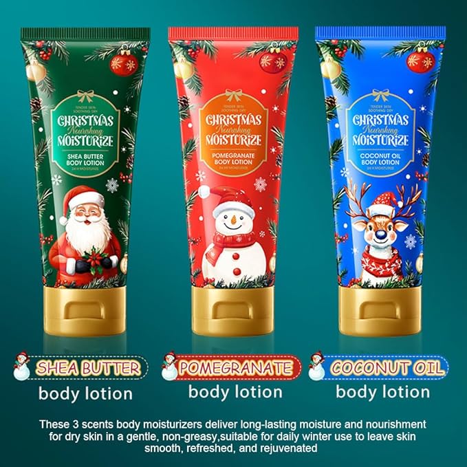 3 Pcs Winter Fruit Scents Body Lotion for Dry Skin,Pomegranate Coconut Oil and Shea Butter Fragrance Body Care Cream for Moisturizing,Soothing,Nourishing and All Skin Types,3.53 Fl Oz/Pcs