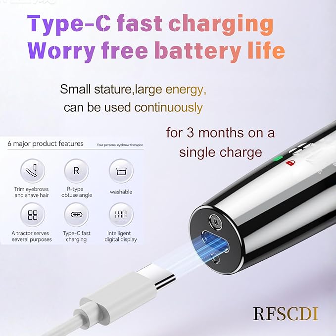 5-in-1 Rechargeable Nose & Ear Hair Trimmer - IPX7 Waterproof Dual Edge Grooming Kit for Men & Women, Perfect for Hair Removal of Nose, Eyebrows, Beard, Bikini, and Facial Hair (Purple)