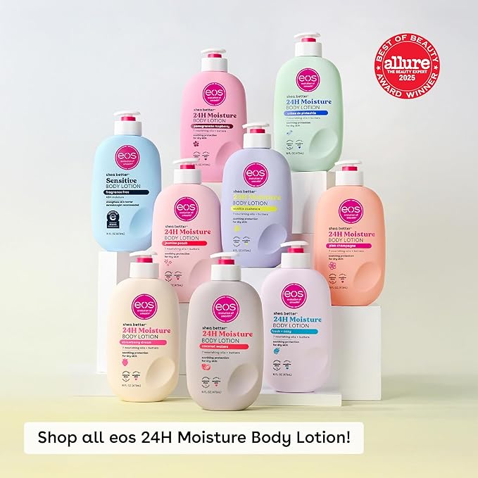 eos 24H Moisture Travel Body Lotion- Fresh & Cozy, Travel Size Essential, Toiletries, Mini Body Lotion, 2.5 fl oz