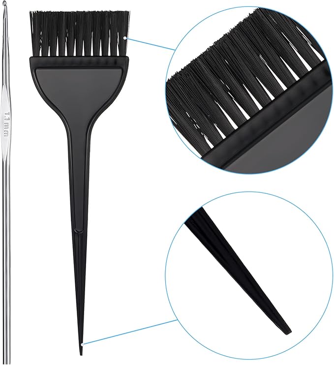 3 Sets Hair Coloring Kit, Includes 3 Pcs of PVC Hair Coloring Caps with 3 Pcs Styling Tools, 3 Pcs Disposable Hair Dye Shawl, 3 Pairs Gloves, 3 Pc Dye Brushes for Dyeing Hair (Pink)