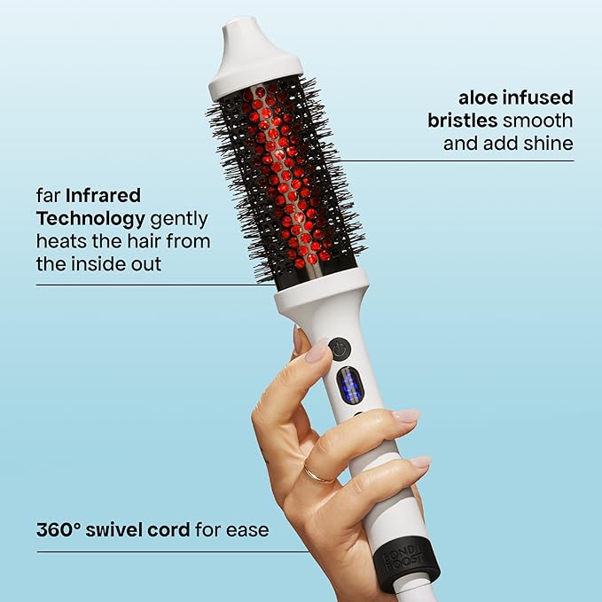 BONDIBOOST Infrared Thermal Brush, Heated Thermal Round Brush for Smooth + Shiny Hair, Dry Hair Styling for Instant Volume, Less Hair Breakage + Minimizes Snags, Frizz-Free