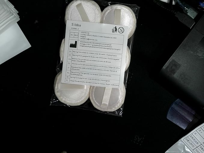 Sibba Loose Powder Puff 12 Pieces Round Velour Face Makeup Compact Body Container Setting Pressed Blending Foundation Cream Make Up Ribbon Strap Sponge Cushion Applicator (Skin Color)