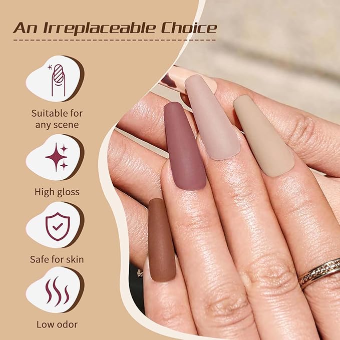 JR 9pcs 15ml Autumn Gel Nail Polish Set Brown Nude Fall Gel Polish Kit UV LED Soak Off Polish Home DIY Brown Gel Polish Set 15ml