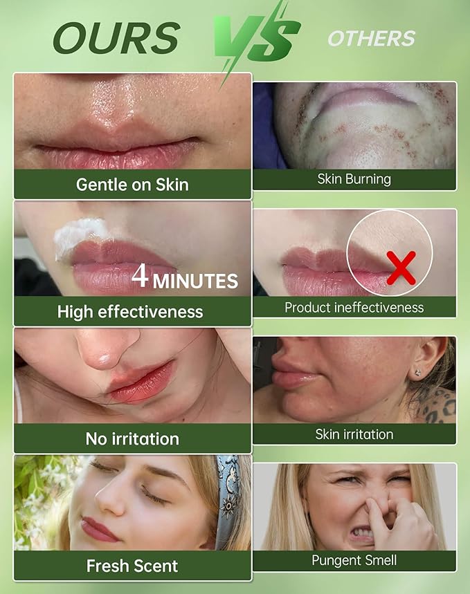 Painless Facial Hair Removal Cream for Women - Sensitive Skin 2-in-1 Kit with Soothing Cream | Upper Lip & Chin Hair Remover | At-Home Depilatory (4 Min, 7 Days Smooth),2.03 Fl Oz