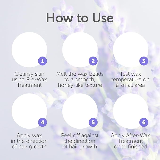 Waxer II LAV Brazilian & Bikini Waxing Kit Lavender – Hard Wax Lavende Beads, Pre & Post Wax Care, and Applicator Sticks for Face, Body, and Underarms Hair Removal