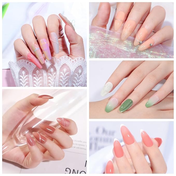 COSCELIA Jelly Gel Polish Set 25pc Brown Fall Colors Translucent Ice Jelly Gel Nail Polish for Women All Seasons Red Green Blue Pink Nail Manicure Kit Salon DIY at Home Christmas Gifts for Women