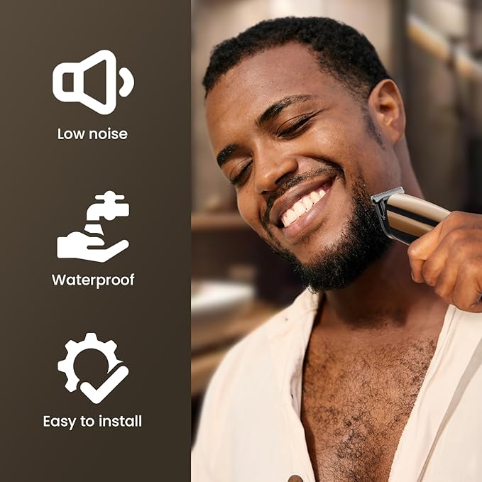 SHPAVVER Beard Trimmer for Men: Professional Barber Hair Clippers - 12-in-1 Cordless Grooming Kit - Waterproof Electric Razor with Turbo Speed & Precision Blades, Gold