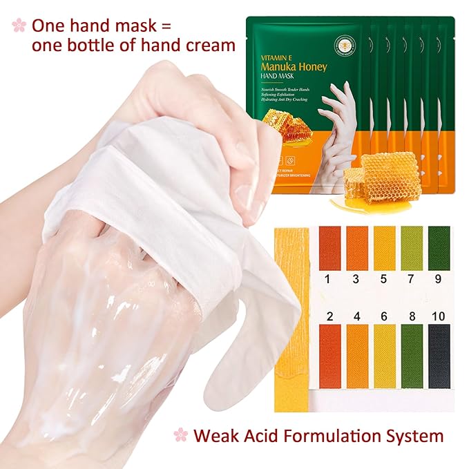 Hand Masks Moisturizing Gloves,6 Pairs Hydrating Hand Peel Masks Gift Set for Dry Cracked Hands Care,Long-lasting and Non-greasy Hand Moisturizer Gloves for Women H
