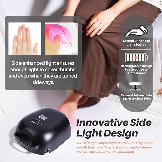 52 Beads Professional UV LED Nail Lamp - Long Battery Life Rechargeable Nail Light for Gel Nails,Nail Tech Must Haves UV Fast Dryer Lamp for Gel Polish (JC22-Pro,Matte Black)