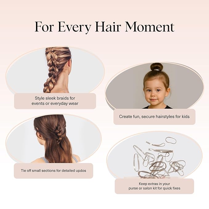 Kitsch Hair Ties No Damage for Kids, Teens and Women - Rubber Bands for Hair Styling | No Snag Hair Elastics | Daily Hair Accessories | Ideal Gifts for Women - 500pcs (Brown)