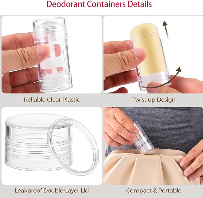 10 Pcs 30ml/1oz Empty Deodorant Containers Bottom Filling Stick Plastic Deodorant Container Twist up Refillable Deodorant Bottles Empty Lip Balm Tube for Homemade DIY Lipstick Crayon Chapstick