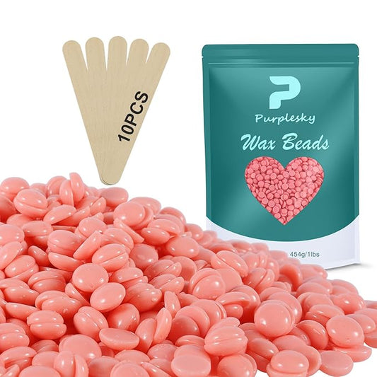 Wax Beads for hair removal- 1lb Hard Wax Professional Beans - Low Termperature Stripless Melting Wax for Body, Leg, Bikini Back, Nose, Upper Lip, Facial, Underarm - Brazilian Painless Waxing