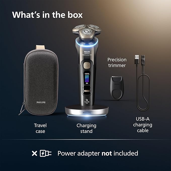 Philips Norelco Shaver i9000 Prestige Ultra, Wet & Dry Electric Shaver, Black Gradient, SenseIQ Pro Technology, Triple Lift & Cut System, 360 Rotating NanoTech Precision Blades, 5 Modes, XP9405/84