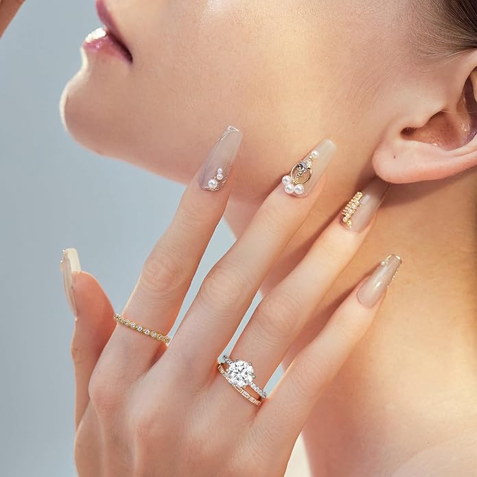 MOOSEA 3CT Moissanite Engagement Rings for Women, Brilliant D Color VVS1 Clarity Lab Created Rings S925 Sterling Silver 14K White Gold Vermeil 6 Claw Moissanite Ring for Women Jewelry Gifts