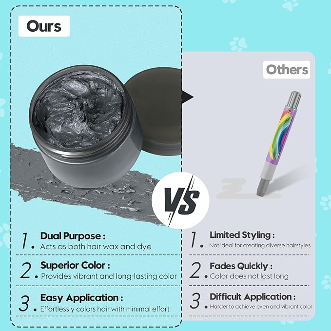 Black Hair Color Wax - Temporary & Washable Hair Styling Mud Gel for Men, Women, Kids,For Halloween, Cosplay, Party, Crazy Hair Day & Children's Day