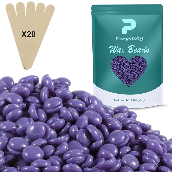 Wax Beads for hair removal- 3lb Hard Wax Professional Beans - Low Termperature Stripless Melting Wax for Body, Leg, Bikini Back, Nose, Upper Lip, Facial, Underarm - Brazilian Painless Waxing