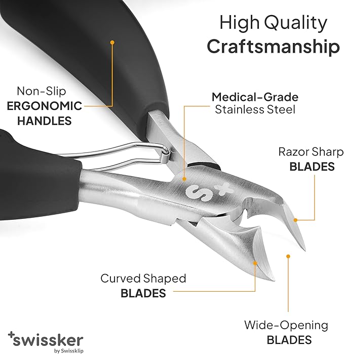 Swissker by Swissklip Toenail Clippers I Heavy Duty Toe Nail Clippers I Toenail Clippers for Thick Nails I Toenail Scissors I Heavy Duty Nail Clippers for Thick Nail (Pack of 3)