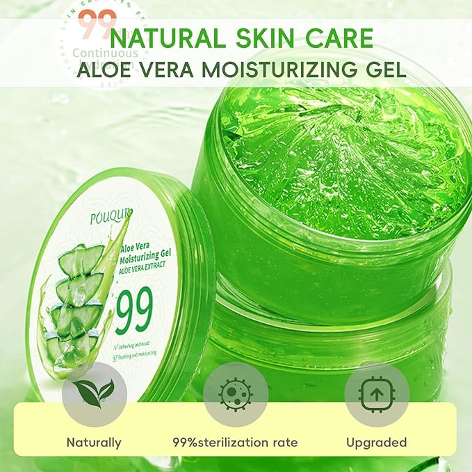 Organic Pure Aloe Vera Gel - Soothing Cooling Gel for Sunburn Relief & sun burnt after-sun gel for skin Face hair | pure 99% Plant-Derived, | 7.05oz, Gentle for All Skin Types