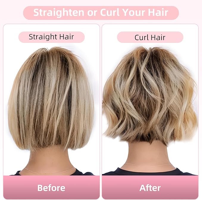 CARESKY® Cordless Curling Iron Brush, 1.5 Inch Mini Travel Hair Curler with 200 Million Negative Ions, Portable Heated Round Straightener Brush Rechargeable for Curl, Touch-Up, De-Frizz, Styling