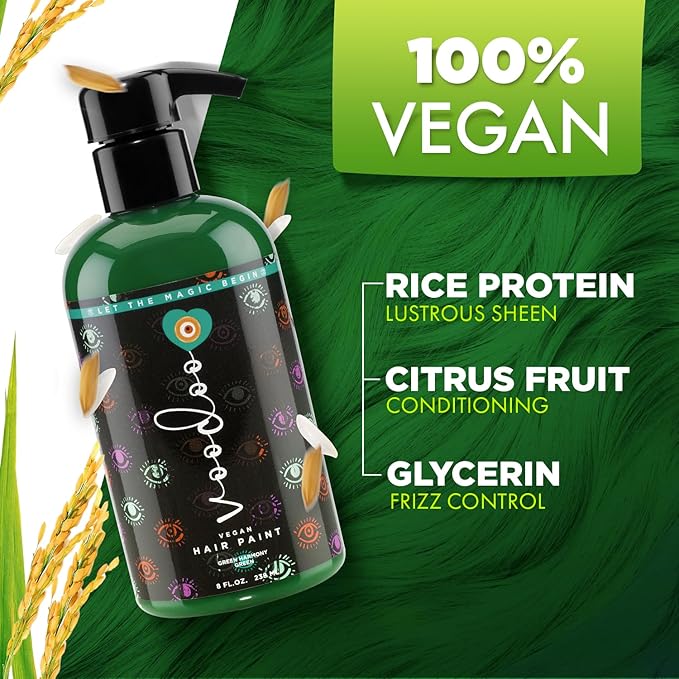 MOEHAIR Semi-Permanent Hair Color | Dark Blue Hair Dye 8 Oz | No Ammonia, Sulfate or Paraben | Vegan & Cruelty-Free | Voodoo Serenity Blue Hair Color (Green)